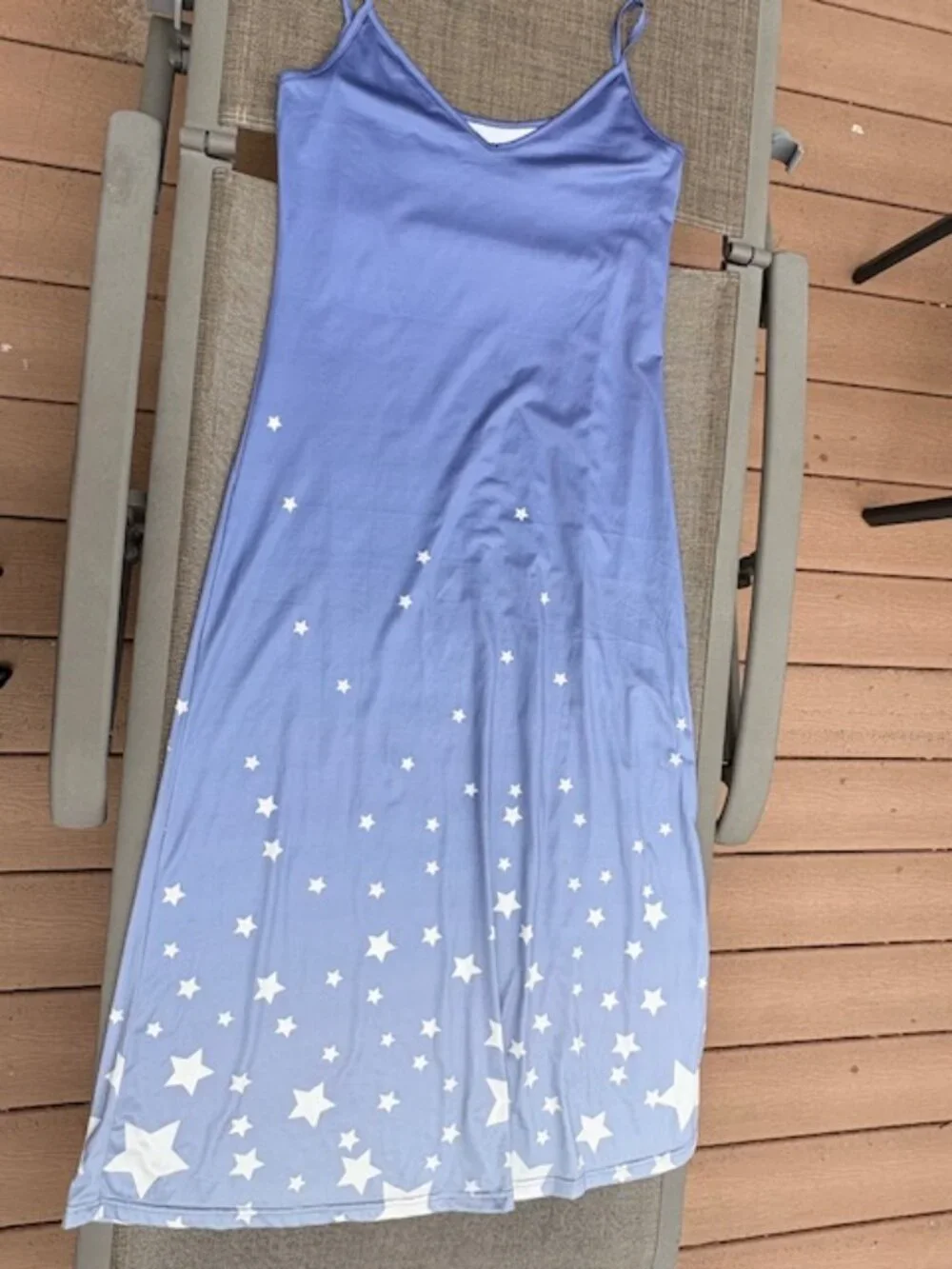 Blue ombre maxi dress stars sz S beach dress